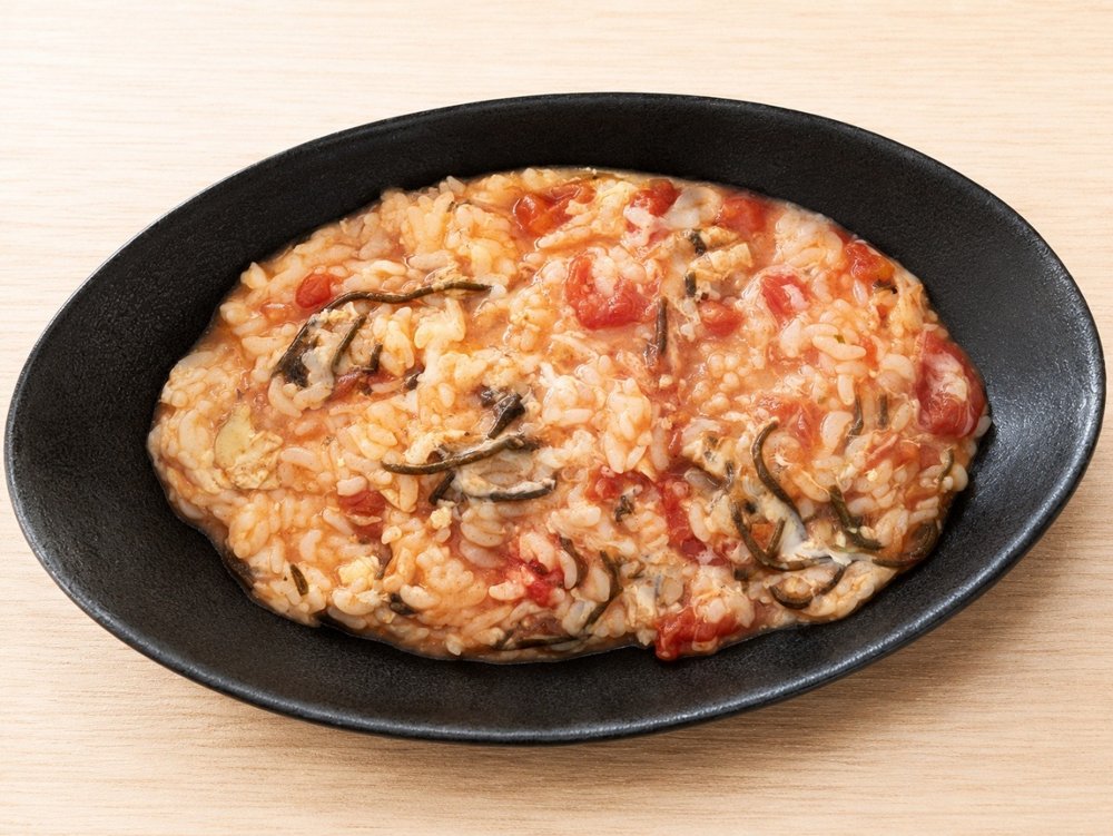 サバ缶と塩こんぶのトマトチーズリゾットの完成写真