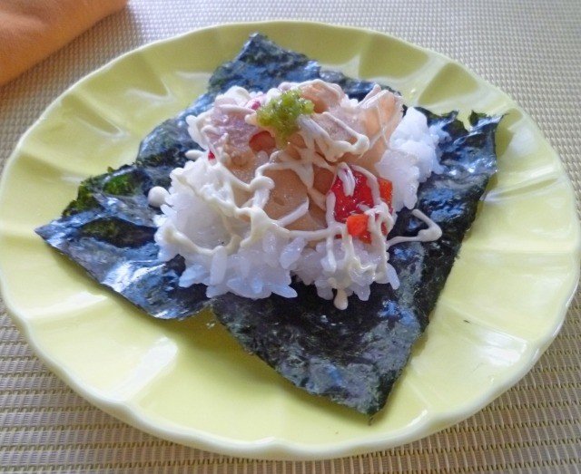 蓮根きんぴらマヨ海苔ご飯の写真
