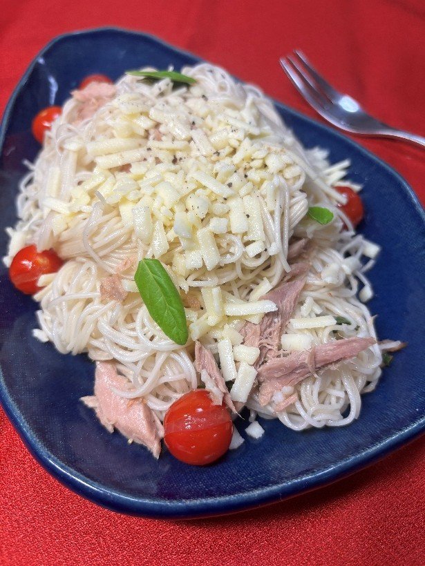 ゆで時間1分！そうめんチャンプルー　イタリア風の写真